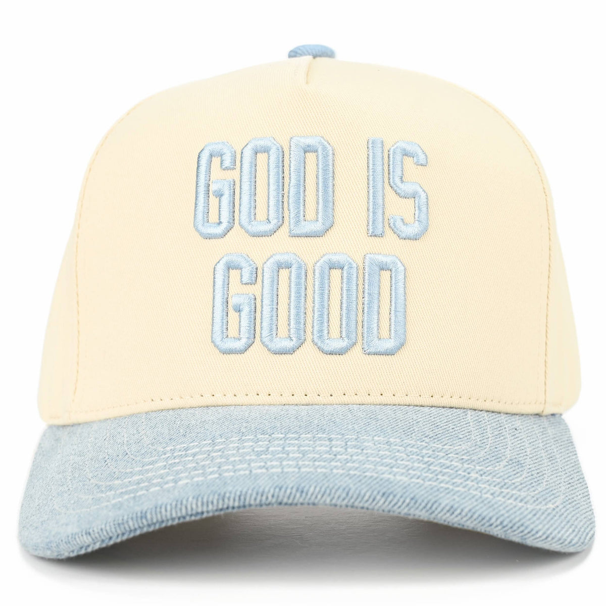 C.C GOD IS GOOD Embroidered Letter Two Tone Trucker Hat