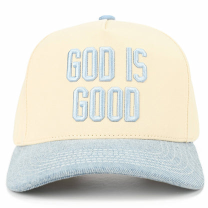 C.C GOD IS GOOD Embroidered Letter Two Tone Trucker Hat